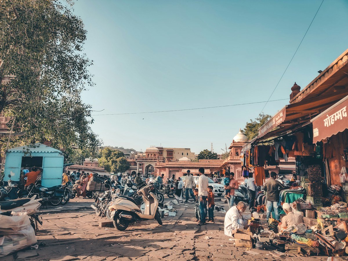 Shoppers in an Indian market